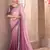 Pink majestic shaded chiffon saree with linen work blouse