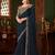 Navy Blue magic satin silk saree with satin silk blouse