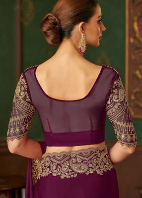 Wine magic satin silk saree with satin silk blouse 2