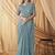 Sky sparkling satin georgette saree with unstitched blouse & work jacket