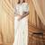 White sparkling satin georgette saree with unstitched blouse & work jacket
