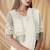 White sparkling satin georgette saree with unstitched blouse & work jacket