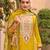 Yellow embroidered chinon semi-stitched palazzo style salwar suit