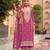 Pink embroidered chinon semi-stitched palazzo style salwar suit