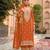 Orange embroidered chinon semi-stitched palazzo style salwar suit