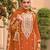 Orange embroidered chinon semi-stitched palazzo style salwar suit