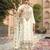 White embroidered chinon semi-stitched palazzo style salwar suit