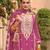 Pink embroidered chinon semi-stitched palazzo style salwar suit