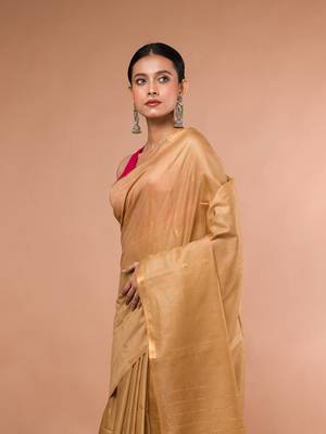 Golden Bhagalpuri Silk blend saree with running blouse piece 1