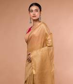Golden Bhagalpuri Silk blend saree with running blouse piece