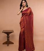 Dual Tone Blended Silk Brocade with Running blouse piece