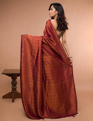 Dual Tone Blended Silk Brocade with Running blouse piece 3
