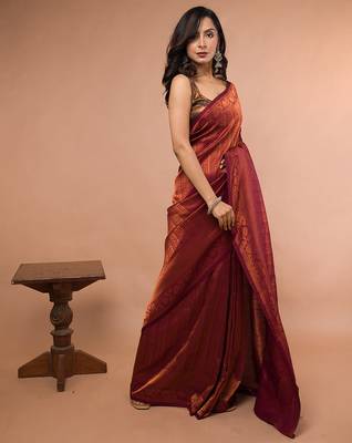 Dual Tone Blended Silk Brocade with Running blouse piece 5