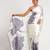 Grey printed satin saree with blouse piece