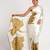 Mustard printed satin saree with blouse piece