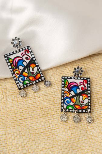 Nector lotus handpainted earrings