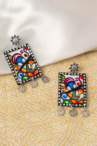 Nector lotus handpainted earrings