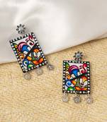 Nector lotus handpainted earrings