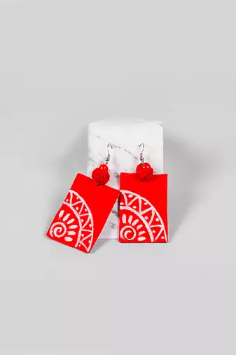Cranberry handpainted earrings