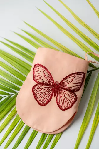 Float hand embroidered pouch