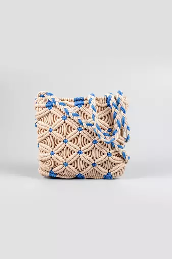 Cosmos blue macrame sling bag