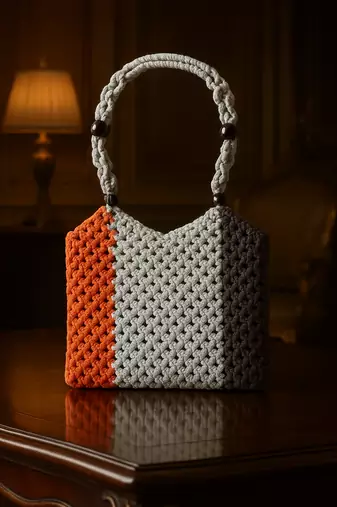 Hollyhock macrame handbag