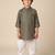 Green linen short kurta for boys