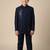 Blue embroidered open jacket indo western set for boys