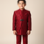 Red embroidered indo western set for boys