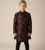 Multicolor embroidered velvet indo western set for boys