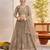 Grey net fabric lehenga with sequin & thread work