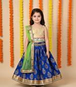 Blue printed cotton stitched lehenga