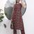 Rust animal print aline pure cotton kurta trouser set