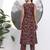 Rust animal print aline pure cotton kurta trouser set