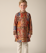 Multiclor printed polyster kurta set for boys