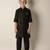 Black linen kurta set for boys