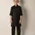 Black linen kurta set for boys