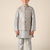 Grey embroidered open jacket indo western set for boys