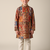Orange printed polyster kurta set for boys