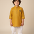 Yellow linen short kurta for boys