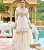 Off white embroidered sharara set