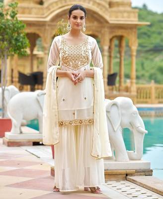 Off white embroidered sharara set 4