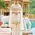 Off white embroidered georgette sharara set