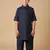 Navy blue textile pathani set for boys