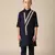 Blue viscose kurta bandi set for boys