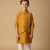 Yellow embroidered viscose kurta bandi set for boys