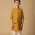 Yellow embroidered viscose kurta bandi set for boys