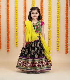 black green cotton embroidered lehenga choli set