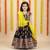 Black green  embroidered cotton stitched lehenga with  multi colour foil work