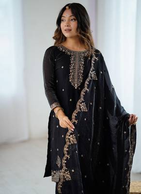 black embroidered silk sharara suit 3